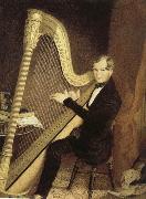 unknow artist an early 19th century pedal harp player Sweden oil painting artist